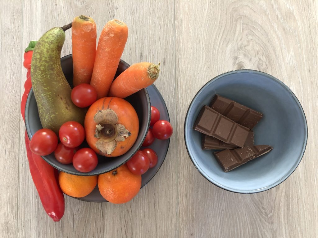 bilde av frukt og sjokolade